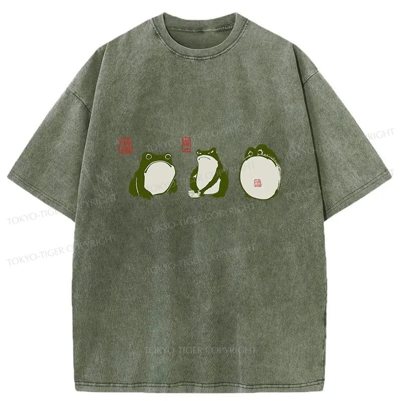 Tokyo-Tiger Three Frogs Japanese Washed T-Shirt