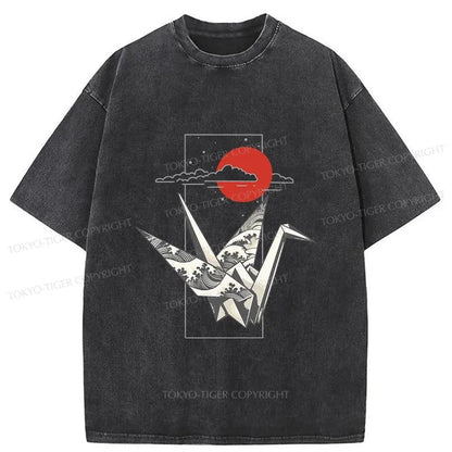 Tokyo-Tiger Origami Crane Washed T-Shirt