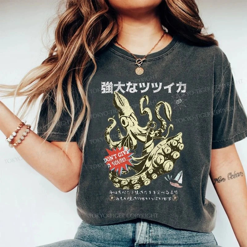 Tokyo-Tiger Squid Graphic Monster Japanese Washed T-Shirt