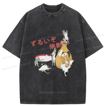 Tokyo-Tiger Rats Who Stole The Wine Washed T-Shirt