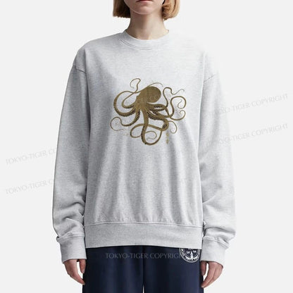 Tokyo-Tiger Octopus Japanese Gold Print Tattoo Sweatshirt