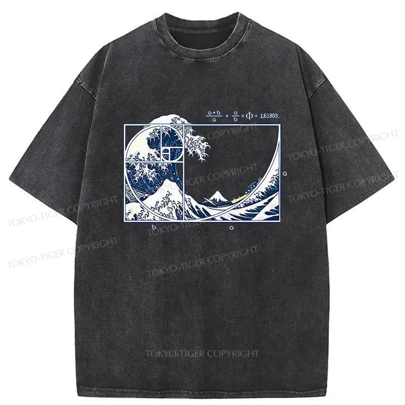 Tokyo-Tiger Ukiyoe Waves Japan Washed T-Shirt