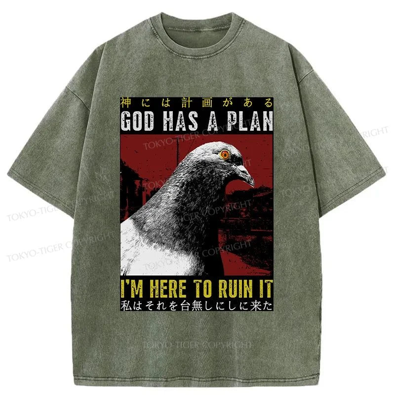 Tokyo-Tiger Pigeons That Want To Break The Plan Washed T-Shirt