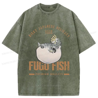 Tokyo-Tiger Fugu Fish Japanese Washed T-Shirt