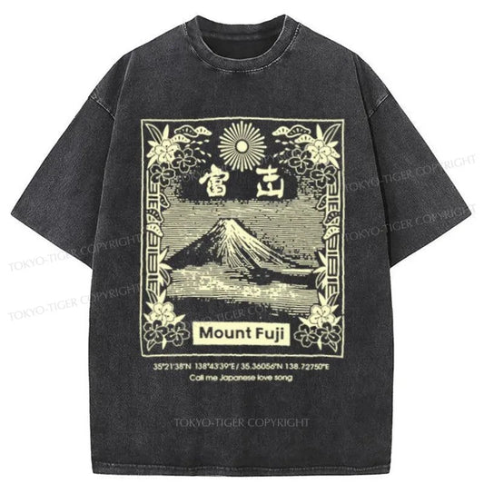 Tokyo-Tiger Japan Mount Fuji Washed T-Shirt