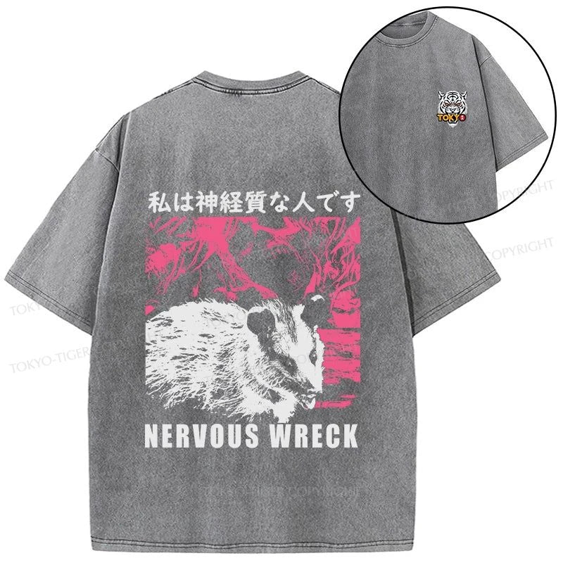 Tokyo-Tiger Nervous Wreck Front Back Washed T-Shirt