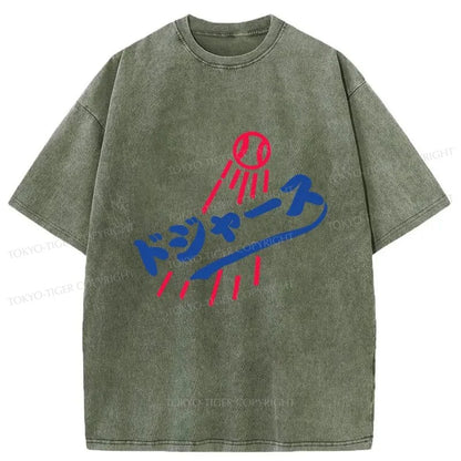 Tokyo-Tiger LA Dodgers Japanese Logo Washed T-Shirt