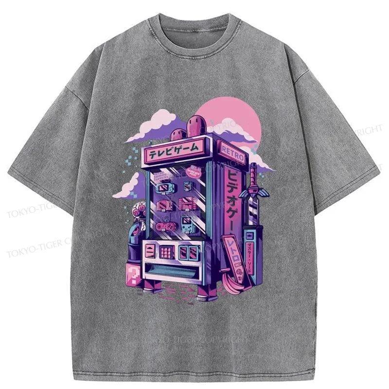 Tokyo-Tiger Japanese Vending Machines Washed T-Shirt