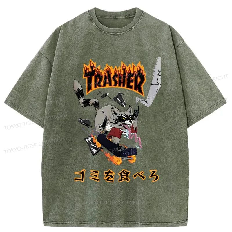 Tokyo-Tiger Skate Fast Eat Trash Washed T-Shirt