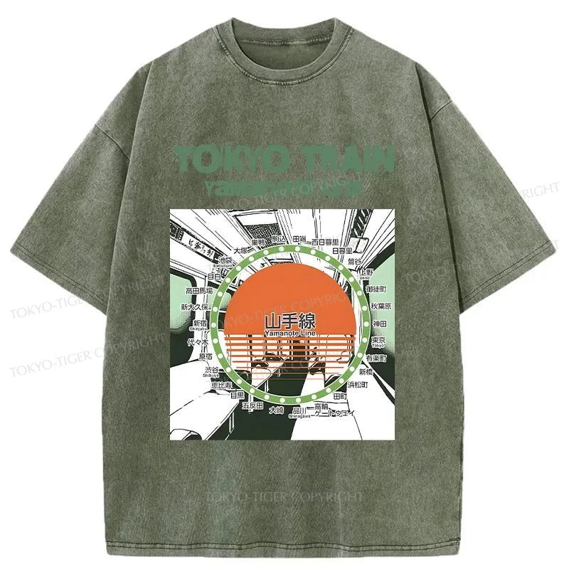 Tokyo-Tiger Yamanote Line Washed T-Shirt