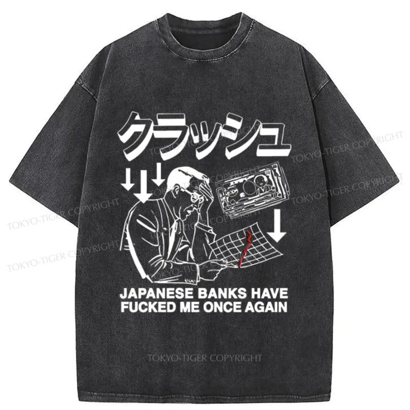 Tokyo-Tiger The Bank of Japan Lied To Me Again Washed T-Shirt