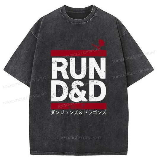 Tokyo-Tiger Run D&D Game Japanese Washed T-Shirt