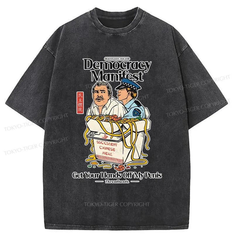 Tokyo-Tiger Democracy Manifest Washed T-Shirt