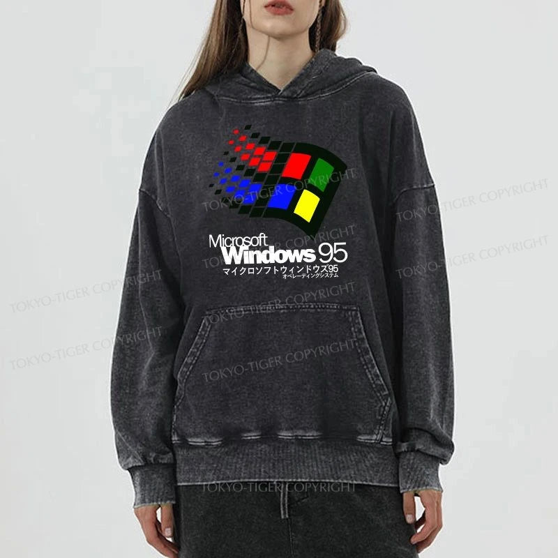 Tokyo-Tiger Windows 95 Logo Washed Hoodie