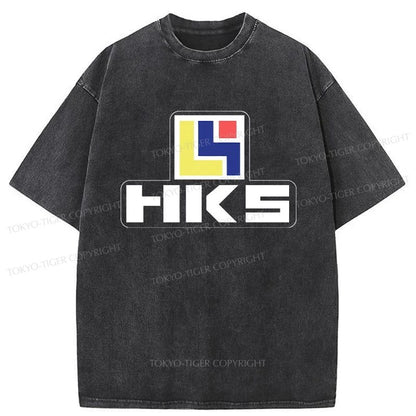 Tokyo-Tiger HKS Retro Logo Racing JDM Washed T-Shirt