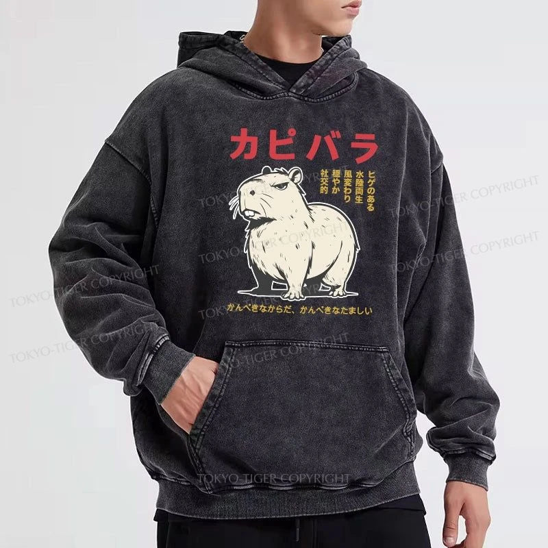 Tokyo-Tiger Angry Capybara Japan Washed Hoodie