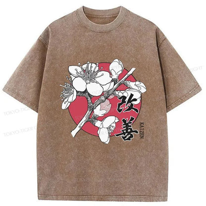 Tokyo-Tiger Sakura Japanese Cherry Washed T-Shirt