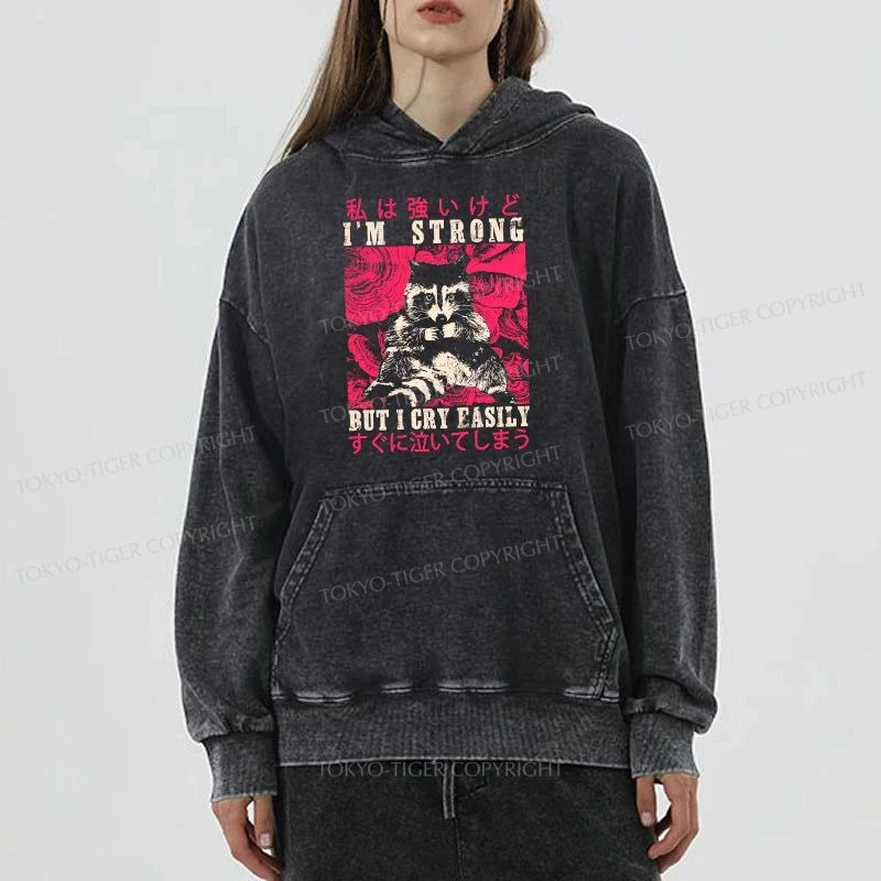 Tokyo-Tiger I Am Strong Raccoon Washed Hoodie