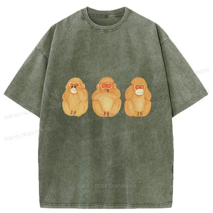 Tokyo-Tiger Three Monkeys Washed T-Shirt