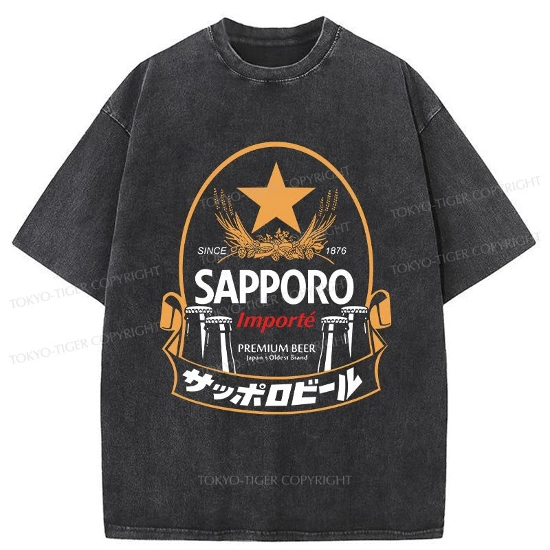 Tokyo-Tiger Sapporo Beer Japanese Memorabilia Washed T-Shirt