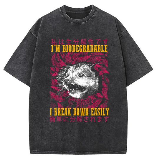 Tokyo-Tiger An Easily Breakable Opossum Washed T-Shirt