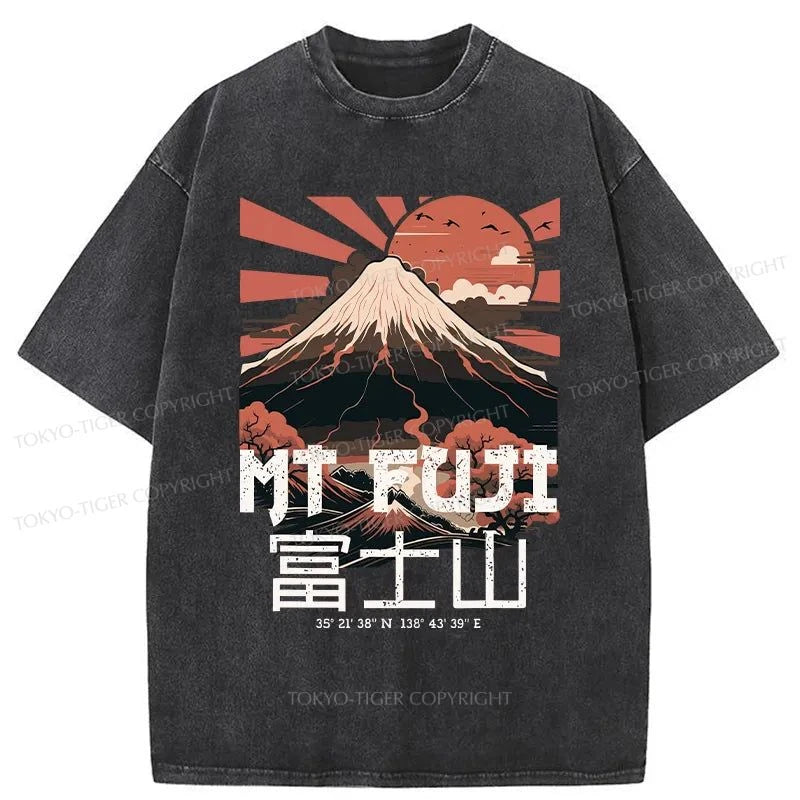 Tokyo-Tiger Mount Fuji Japanese Washed T-Shirt