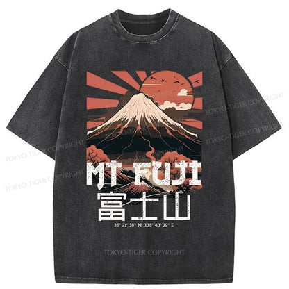 Tokyo-Tiger Mount Fuji Japanese Washed T-Shirt