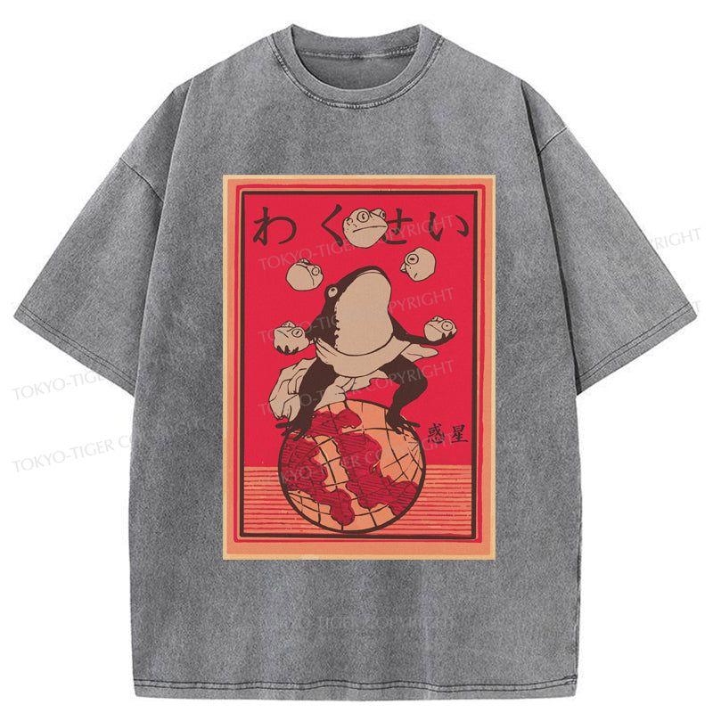 Tokyo-Tiger Wakusei Frog Funny Washed T-Shirt