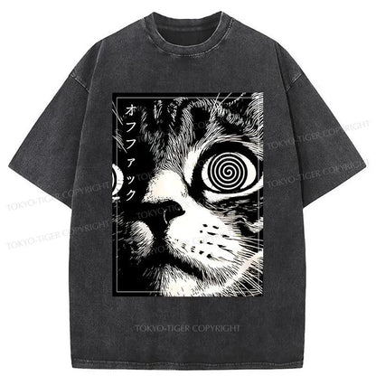 Tokyo-Tiger Scary Cat Japan Washed T-Shirt