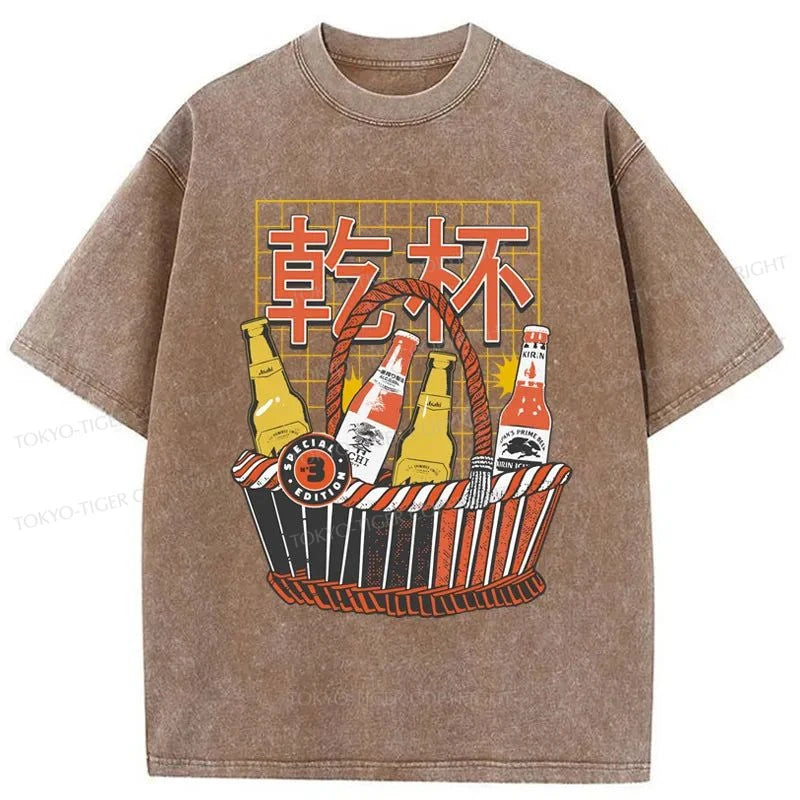 Tokyo-Tiger Have A Beer Together Washed T-Shirt