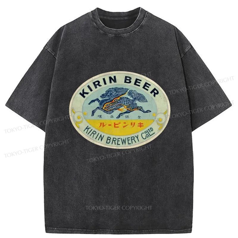 Tokyo-Tiger Kirin Beer Logo Washed T-Shirt