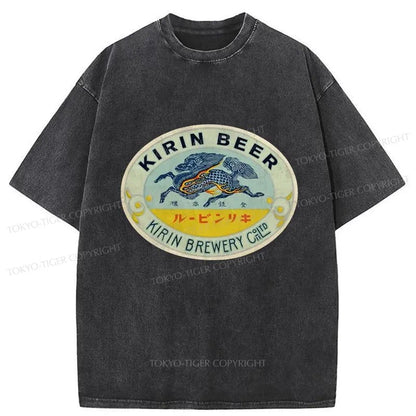 Tokyo-Tiger Kirin Beer Logo Washed T-Shirt