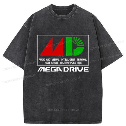 Tokyo-Tiger Mega Drive MDJP Logo Washed T-Shirt