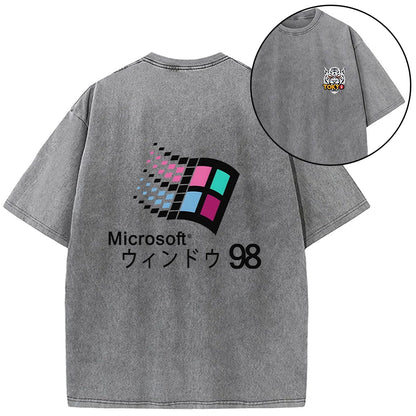 Tokyo-Tiger Microsoft Windows 98 Front Back Washed T-Shirt