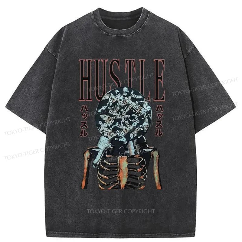 Tokyo-Tiger Hustle Skull Japanese Washed T-Shirt