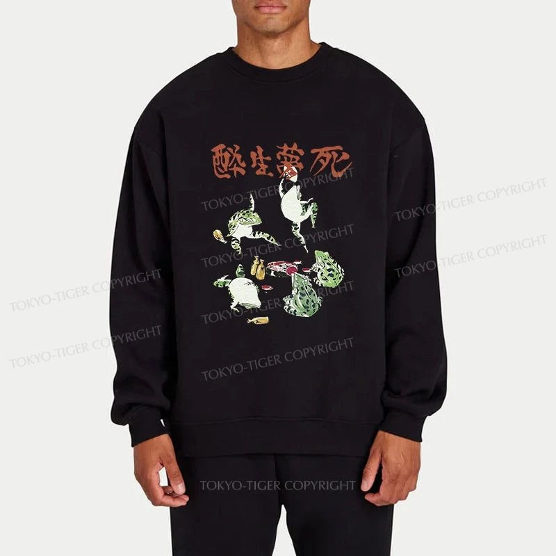 Tokyo-Tiger Japanese Frog Osake Kanji Sweatshirt