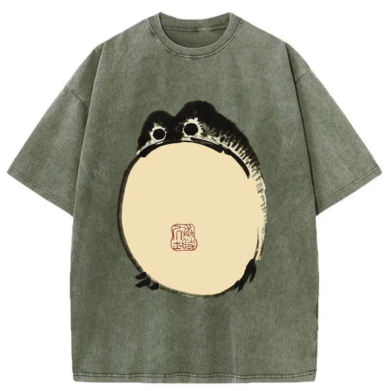 Tokyo-Tiger Grumpy Frog Japanese Washed T-Shirt