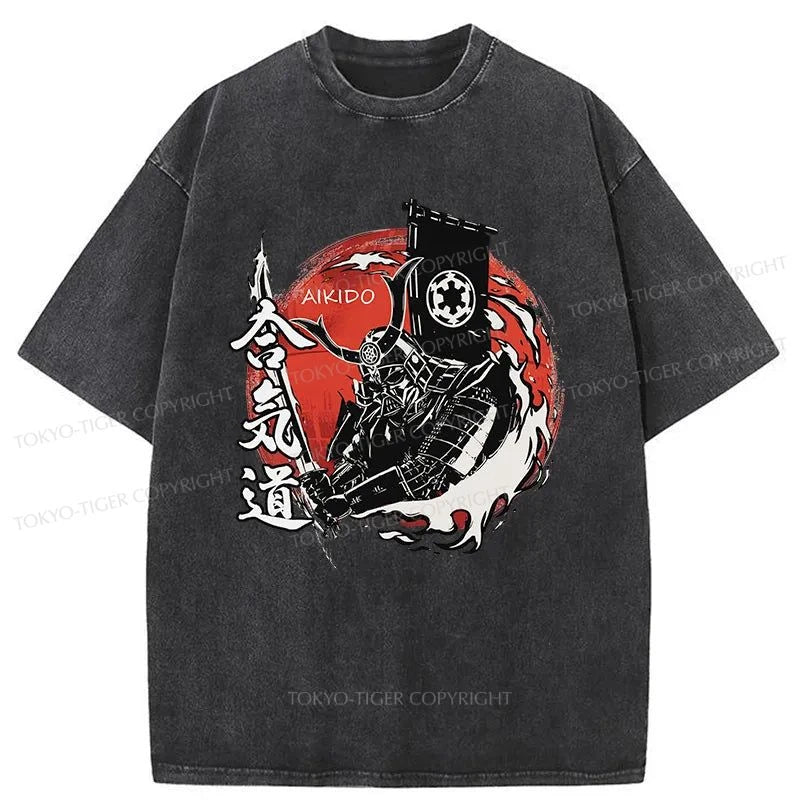 Tokyo-Tiger Samurai And Aikido Washed T-Shirt