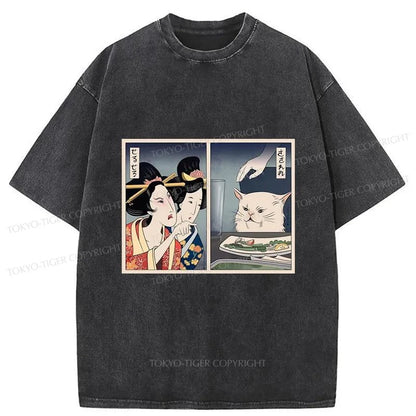 Tokyo-Tiger The Geisha Scolded The Cat Washed T-Shirt