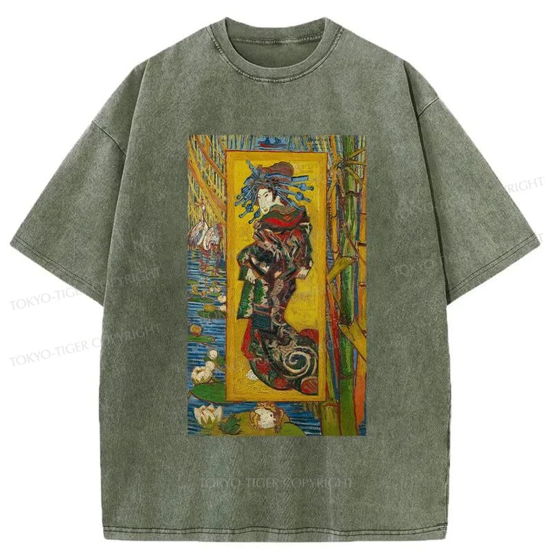 Tokyo-Tiger Vincent Van Gogh Painting Japan Washed T-Shirt