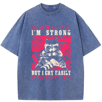 Tokyo-Tiger I Am Strong Raccoon Washed T-Shirt
