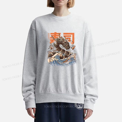 Tokyo-Tiger The Great Sushi Dragon Wave Sweatshirt