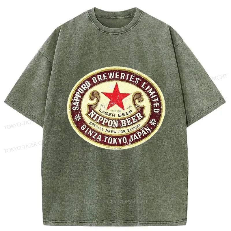 Tokyo-Tiger Nippon Beer Japanese Washed T-Shirt