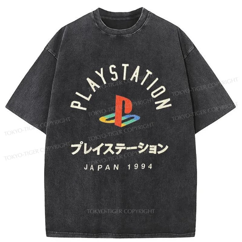 Tokyo-Tiger PlayStation Logo Japan Washed T-Shirt