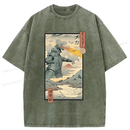 Tokyo-Tiger Ukiyo-e Robot Monster Washed T-Shirt