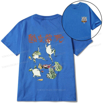 Tokyo-Tiger Japanese Frog Osake Kanji Front Back Classic T-Shirt