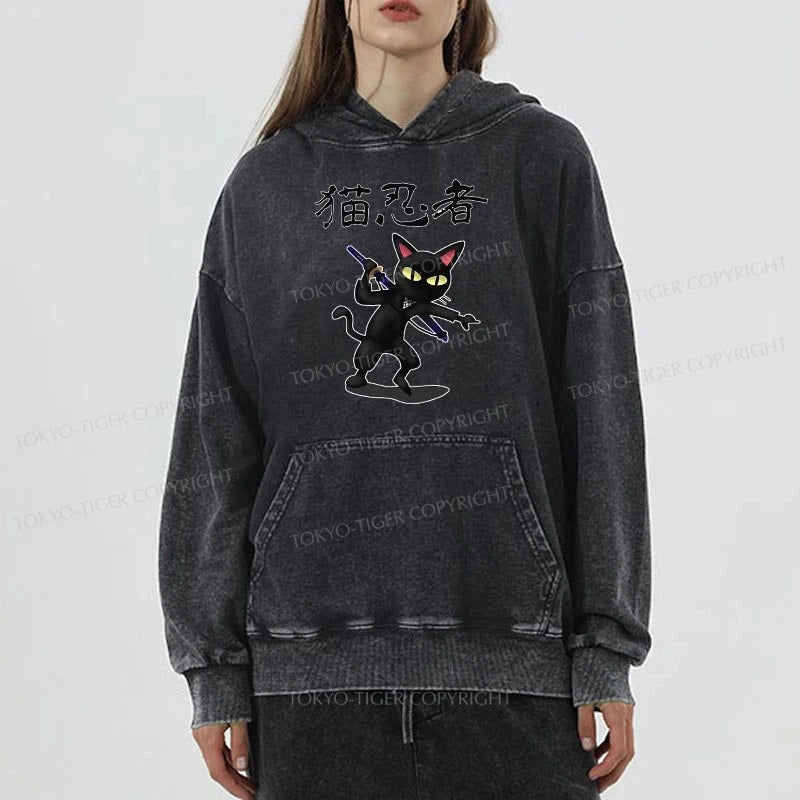 Tokyo-Tiger Ninja Cat Washed Hoodie