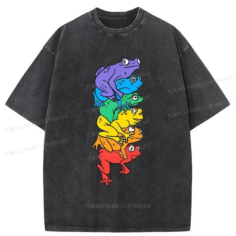 Tokyo-Tiger LGBT Frog Japanese Washed T-Shirt