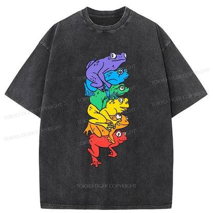 Tokyo-Tiger LGBT Frog Japanese Washed T-Shirt