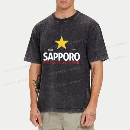 Tokyo-Tiger Sapporo Beer Logo Washed T-Shirt